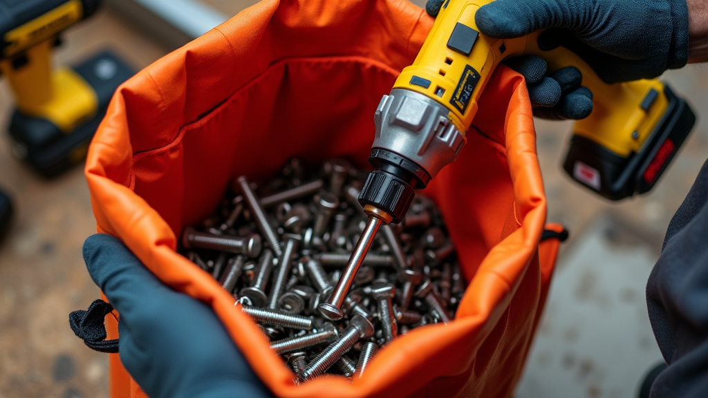 Bogg Bag used as a tool tray for a deck project with drill and screws
