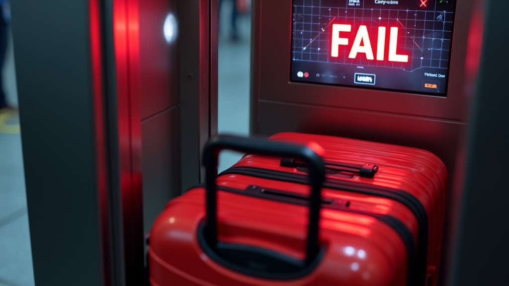 Oversized carry-on luggage failing automated size check at airport security