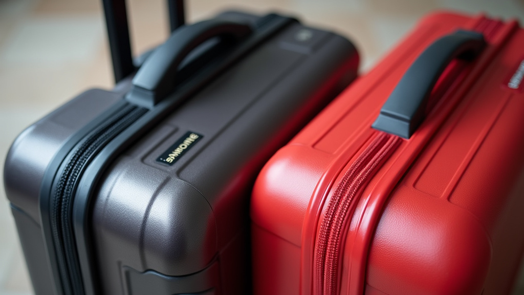Comparison of Samsonite and American Tourister luggage handle materials and style