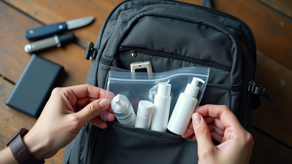 TSA-compliant liquids and prohibited items for a Delta backpack carry-on.
