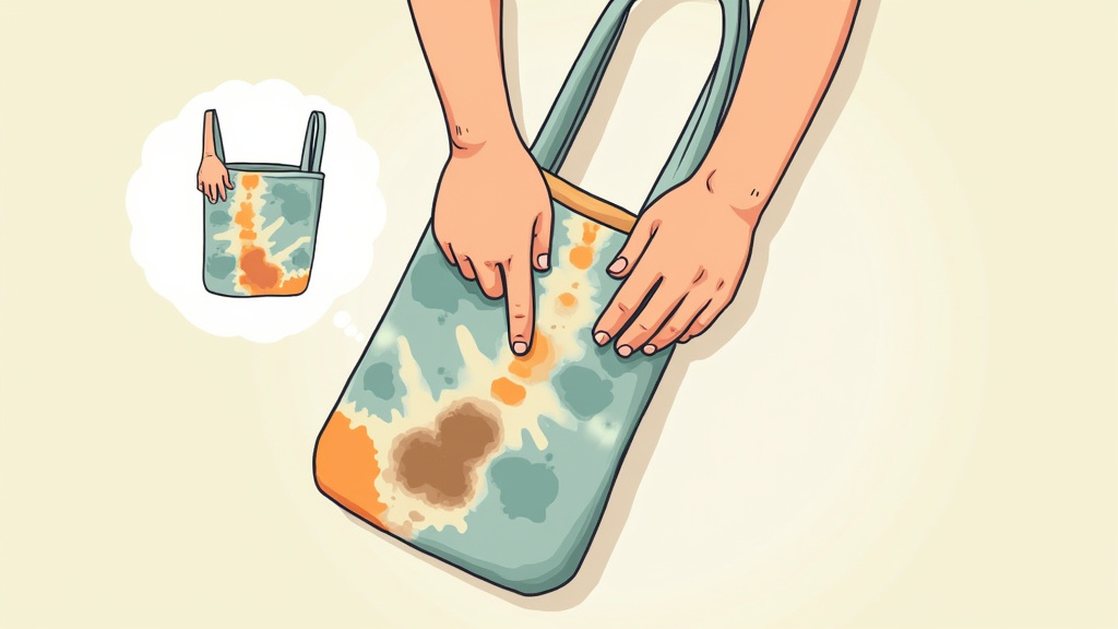 Troubleshooting a muddy tie dye pattern on a canvas tote bag.