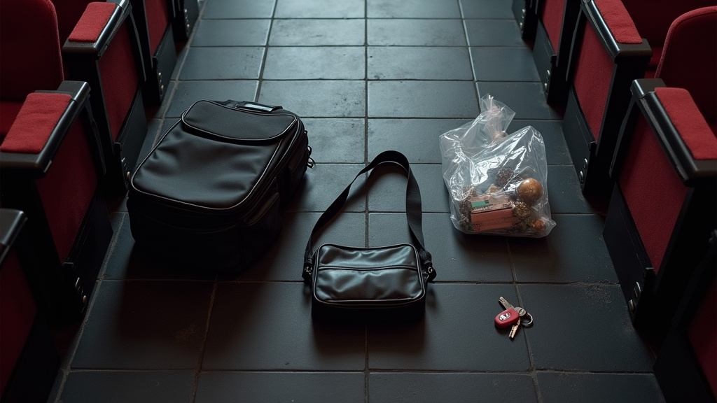 Backpack alternatives for movie theaters: small purse, clear bag, and locker key.