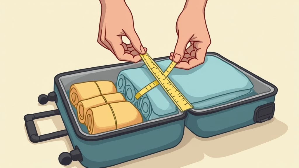 Measuring a suitcase's depth while using an internal compression strap.