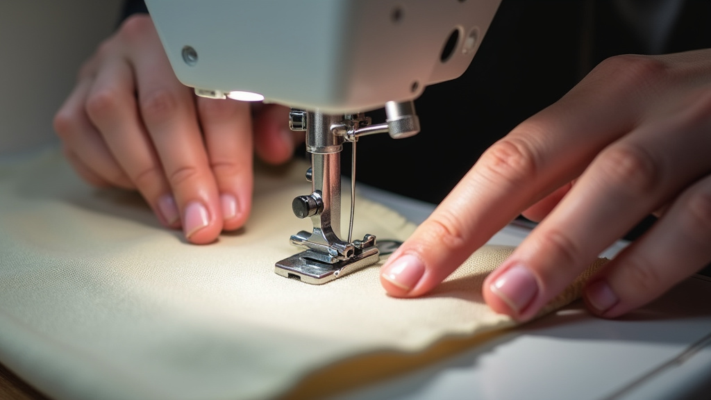 Sewing machine settings for heavy canvas: needle, thread, tension, and stitch length adjustment.