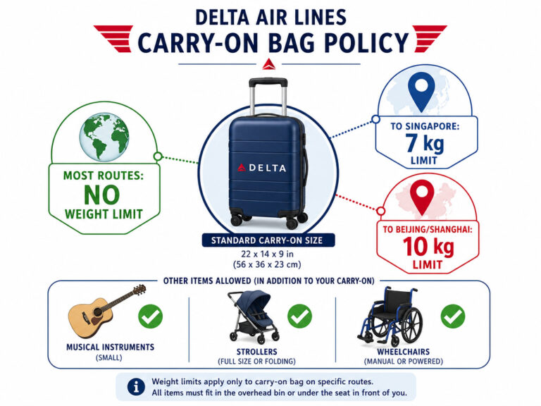 Delta Airlines Carry-On Luggage Size & Limits (22x14x9 In)