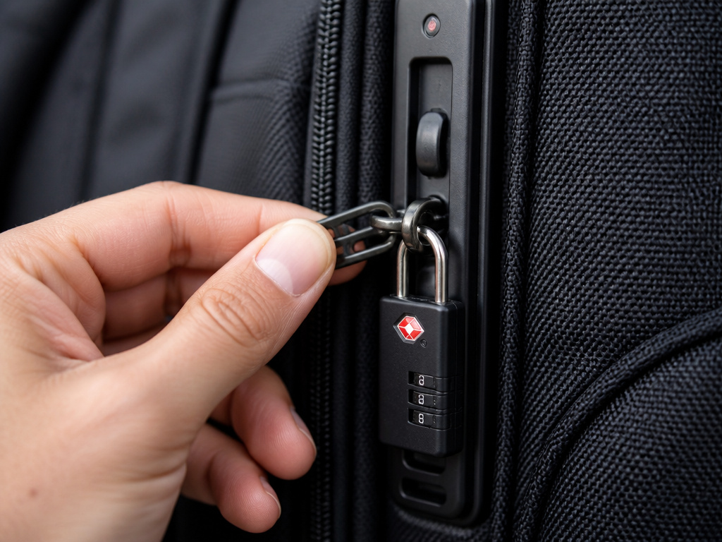 Lockable zipper on a security-focused laptop backpack for commuting.