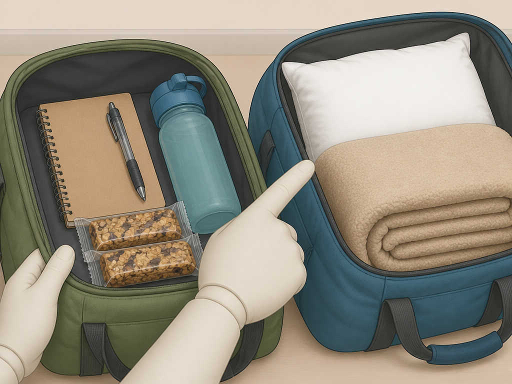 Packing two separate hospital bags for a support person or partner.