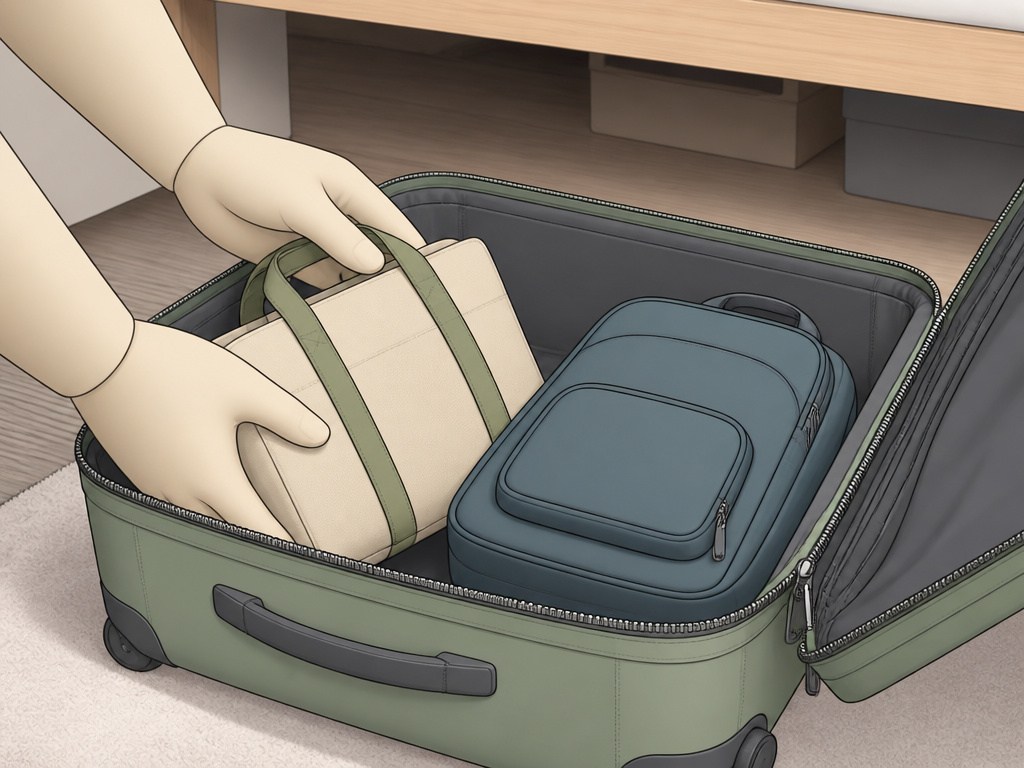Proper suitcase storage with bags inside and zipper left open for airflow