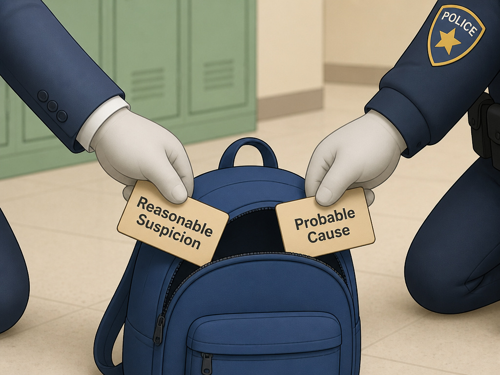 School official versus police officer legal standards for searching a student backpack