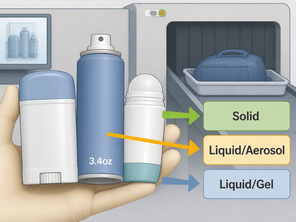 TSA rules for solid stick, spray, and gel deodorant in carry-on luggage