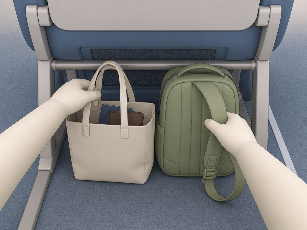 Tote bag versus backpack as personal item under airplane seat