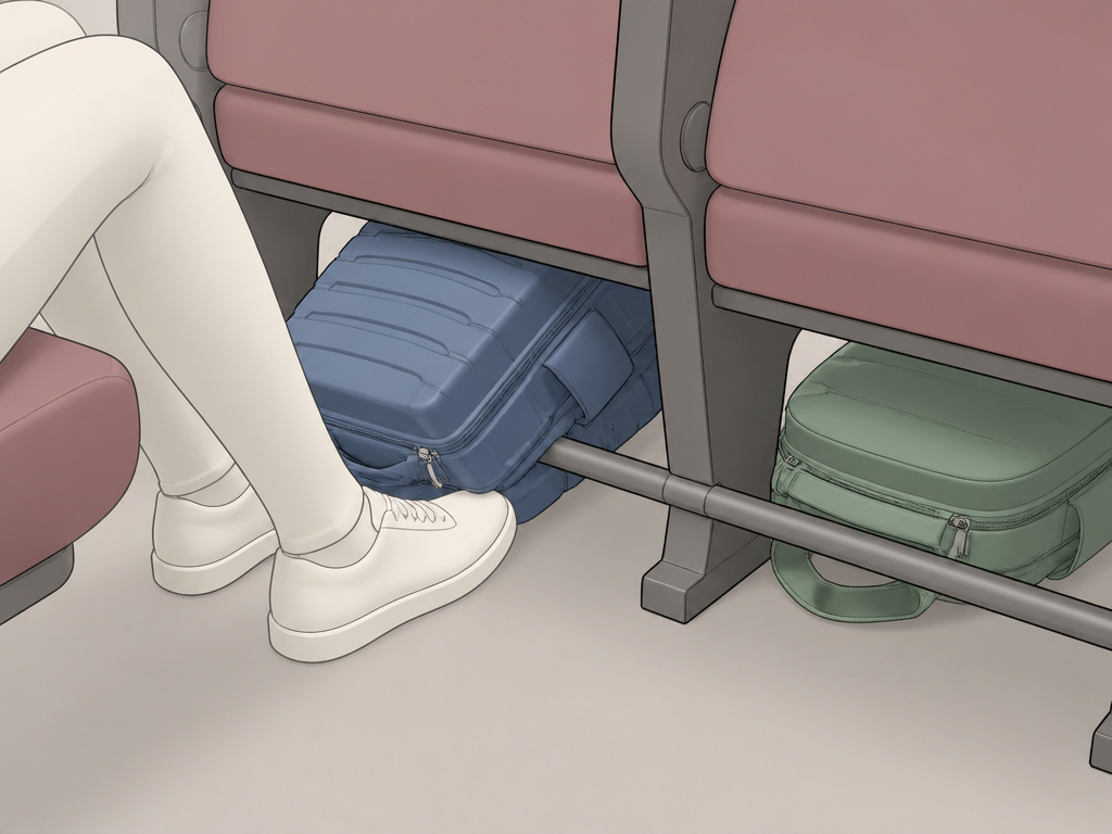 Hard-shell versus soft backpack fitting under a Radio City Music Hall seat.